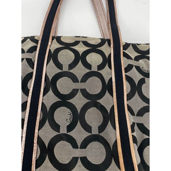 Coach Poppy op art Glam Signature Tote Bag Purse Black Gray Silver 13826 handbag - Picture 4 of 7